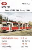 Playing card: Miskolc tram line 1V with articulated tram 200 (2014)