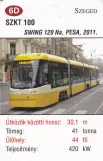 Playing card: Szeged low-floor articulated tram 100 (2014)