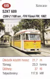 Playing card: Szeged tram line 1 with articulated tram 609 (2014)
