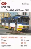 Playing card: Szeged tram line 4 with articulated tram 202 in Szeged (2014)