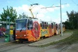 Plzeň tram line 2 with articulated tram 297 at Slovany (2008)