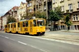 Plzeň tram line 4 with articulated tram 290 on Klatovská třída (1996)