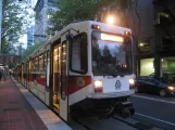 Portland regional line Yellow with articulated tram 103 at SW 6th & Pine (2016)