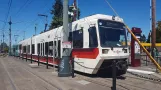 Portland regional line Yellow with articulated tram 221 at N Lombard TC (2021)