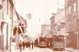 Postcard: Aarhus tram line 1 with railcar 19 on Søndergade (1909)