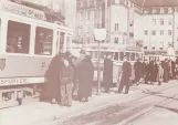 Postcard: Aarhus tram line 2 with railcar 27 at Banegårdspladsen (1939)