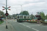 Postcard: Amsterdam museum line 30 with railcar 206 by crossing Handweg, Amstelveen (2004)