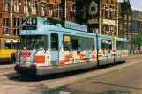 Postcard: Amsterdam tram line 24 with articulated tram 671 at Central Station (1985)