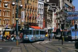 Postcard: Amsterdam tram line 9 with articulated tram 776 on Damrak (1985)