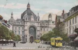 Postcard: Antwerp railcar 304 in front of Gare centrale de L'Avenue de Keyzer (1920)