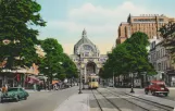 Postcard: Antwerp tram line 24 on Avenue de Keyser et Gare Centrael/de Keyser lei en Midden Statie (1933)