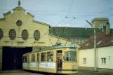 Postcard: Augsburg articulated tram 536 in front of the depot Kriegshaber (1981)