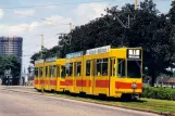 Postcard: Basel tram line 11 with articulated tram 212 on Münchensteinerstrasse (1979)