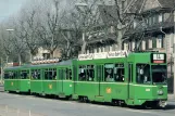 Postcard: Basel tram line 14 with railcar 492 on Steinenring (1990)