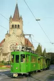 Postcard: Basel tram line 2 with museum tram 190 in front of Pauluskirche (1992)