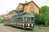 Postcard: Basel tram line 2 with railcar 443 near Binningen (1992)