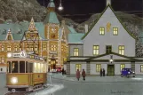 Postcard: Bergen tram line 4 with railcar 36 on Rådstuplass (1936)
