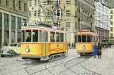 Postcard: Bergen tram line 4 with railcar 36 on Strandbaten (1936)