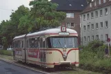 Postcard: Bremerhaven tram line 2 with articulated tram 83 near Hauptbahnhof (1982)