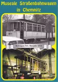 Postcard: Chemnitz extra line 13 with sidecar 543 during restoration Straßenbahnmuseum Chemnitz (1988)