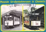 Postcard: Chemnitz school tram 1169 in front of Straßenbahnmuseum (1988)