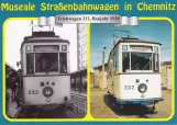 Postcard: Chemnitz tram line 8 with railcar 332 at Zentralhaltestelle (1977)