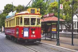 Postcard: Christchurch Tramway line with railcar 178 near Arts Centre area (2010)