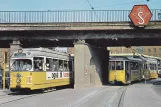 Postcard: Copenhagen tram line 16 with articulated tram 879 at Nørrebro Station (1969)