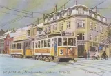Postcard: Copenhagen tram line 3 with railcar 98 on Åboulevard (1938-1939)