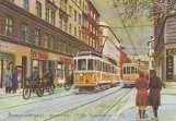 Postcard: Copenhagen tram line 3 with railcar 99 on Blaagaardsgade (1939)