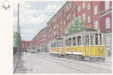 Postcard: Copenhagen tram line 4 with sidecar 1255 on Thorshavnsgade (1936-1938)