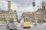Postcard: Copenhagen tram line 6 with railcar 266 on Rådhuspladsen (1959-1961)
