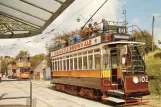 Postcard: Crich museum line with bilevel rail car 102 on Tramway Village (1970)
