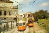 Postcard: Crich museum line with bilevel rail car 1100 at Town End Terminus (1970)
