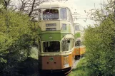 Postcard: Crich museum line with bilevel rail car 1297 at Glory Mine terminus (1970)