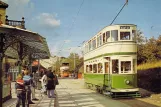 Postcard: Crich museum line with bilevel rail car 49 at Town End Terminus (1975)
