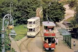 Postcard: Crich museum line with bilevel rail car 510 at Wakebridge (1970)