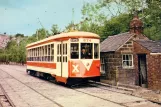 Postcard: Crich museum line with railcar 674 on Crich Tramway Village (1970)