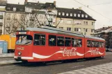 Postcard: Düsseldorf extra line 708 with articulated tram 2315 at Worringer Platz (1986)