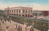 Postcard: Electric train arriving at Venice, California (1909-1912)