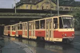 Postcard: Erfurt tram line 4 with articulated tram 414 near Hauptbahnhof (1979)