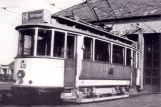 Postcard: Freiburg im Breisgau railcar 45 in front of the depot Betriebshof Nord (1955)
