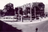 Postcard: Freiburg im Breisgau tram line 4 at Komturplatz (1956-1962)