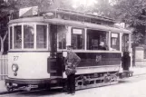 Postcard: Freiburg im Breisgau tram line 6 with railcar 27 at Goethestraße (1920-1929)