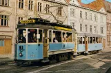 Postcard: Gothenburg tram line 2 with railcar 129 on Linnégatan (1930-1949)