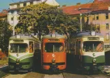 Postcard: Graz articulated tram 282 in front of Steyrergasse  Remise 1 (1989)