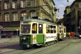 Postcard: Graz extra line 14 with railcar 218 on Jakominiplatz (1980)