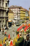 Postcard: Graz extra line 3 with articulated tram 275 close by Hauptplatz / Congress (1980)