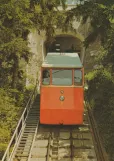 Postcard: Graz Schloßbergbahn with cable car 2 at Schloßbergrestaurant (1970)