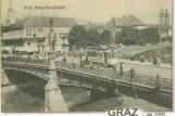 Postcard: Graz tram line 1 on Franz-Karl-Brücke (Hauptbrücke) (1900)